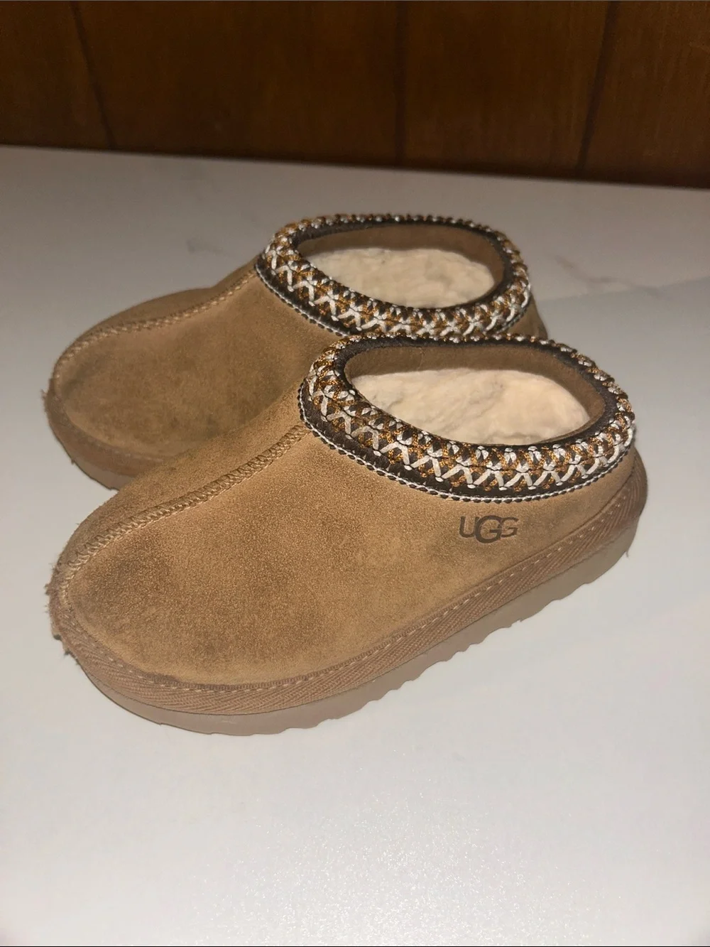 UGG Tan Suede Cozy Mule with Braided Trim